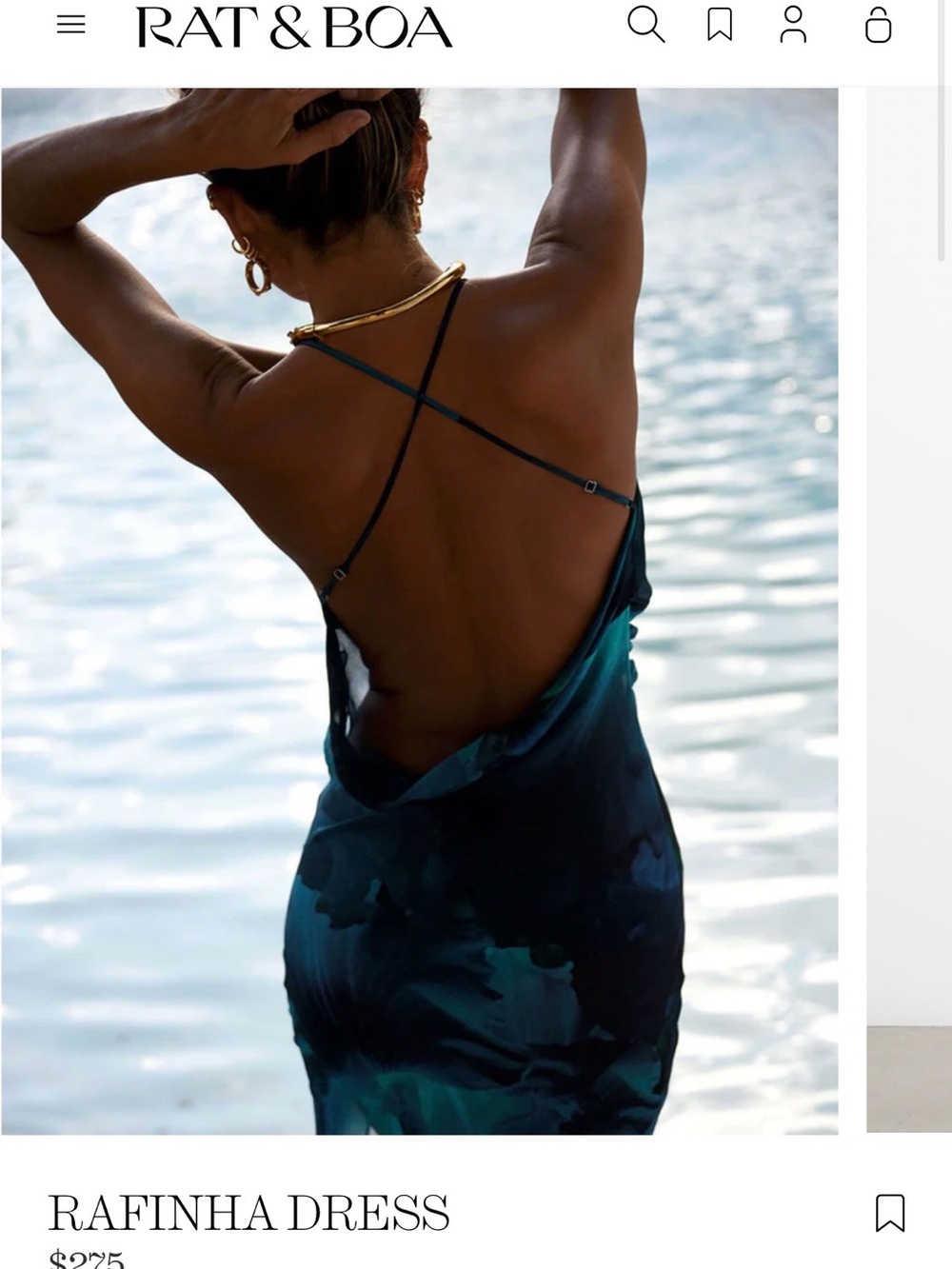NWT RAFINHA DRESS - Rat & Boa Teal and Black Backless Slip Dress